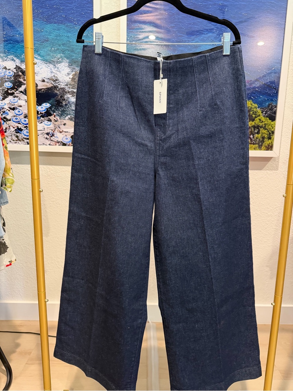 SPANX Dark Indigo Wide-Leg High-Rise Jeans